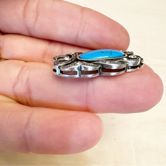 Beautiful Vintage Etalon Jenavi Turquoise Sterling Pendant - Picture 3 of 8